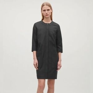 COS Women's EU36 US4/6 Black Wool Cashmere Blend Cocoon Minimalist Dress